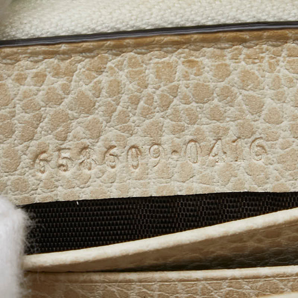 グッチ GGスプリーム GGマーモント L字ファスナー 二つ折り財布 658609 ベージュ ホワイト PVC レザー レディース GUCCI 【中古】