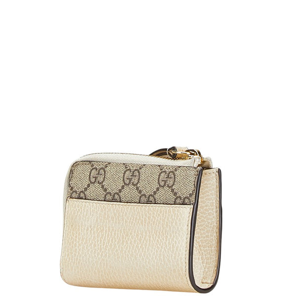 グッチ GGスプリーム GGマーモント L字ファスナー 二つ折り財布 658609 ベージュ ホワイト PVC レザー レディース GUCCI 【中古】