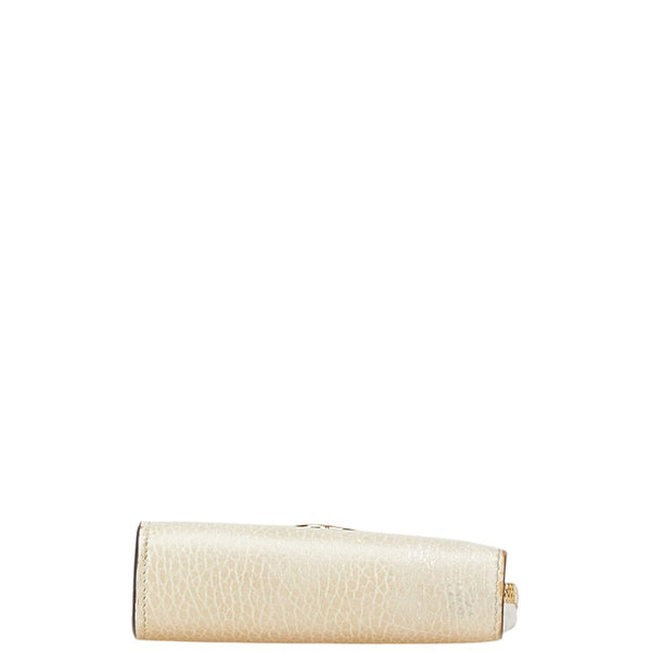 グッチ GGスプリーム GGマーモント L字ファスナー 二つ折り財布 658609 ベージュ ホワイト PVC レザー レディース GUCCI 【中古】