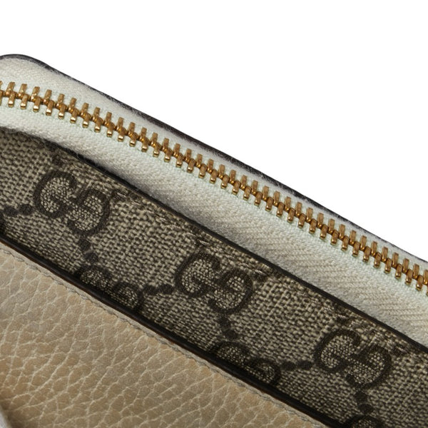 グッチ GGスプリーム GGマーモント L字ファスナー 二つ折り財布 658609 ベージュ ホワイト PVC レザー レディース GUCCI 【中古】