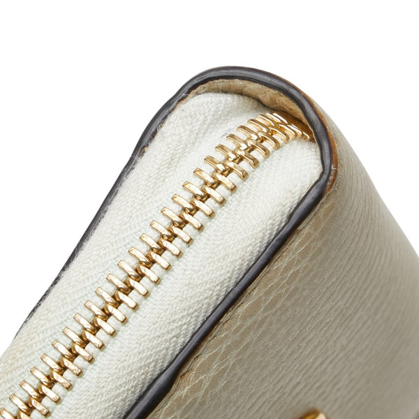 グッチ GGスプリーム GGマーモント L字ファスナー 二つ折り財布 658609 ベージュ ホワイト PVC レザー レディース GUCCI 【中古】