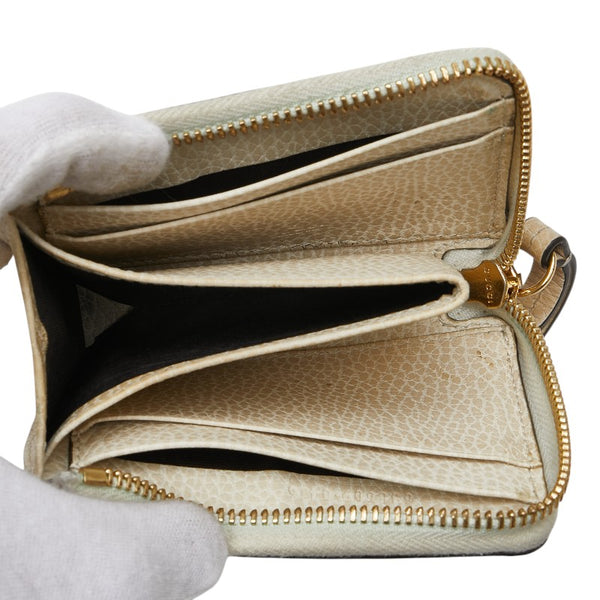 グッチ GGスプリーム GGマーモント L字ファスナー 二つ折り財布 658609 ベージュ ホワイト PVC レザー レディース GUCCI 【中古】