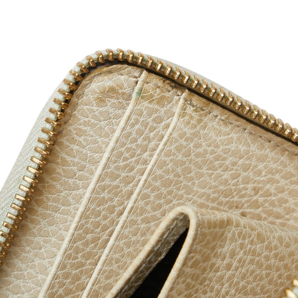 グッチ GGスプリーム GGマーモント L字ファスナー 二つ折り財布 658609 ベージュ ホワイト PVC レザー レディース GUCCI 【中古】
