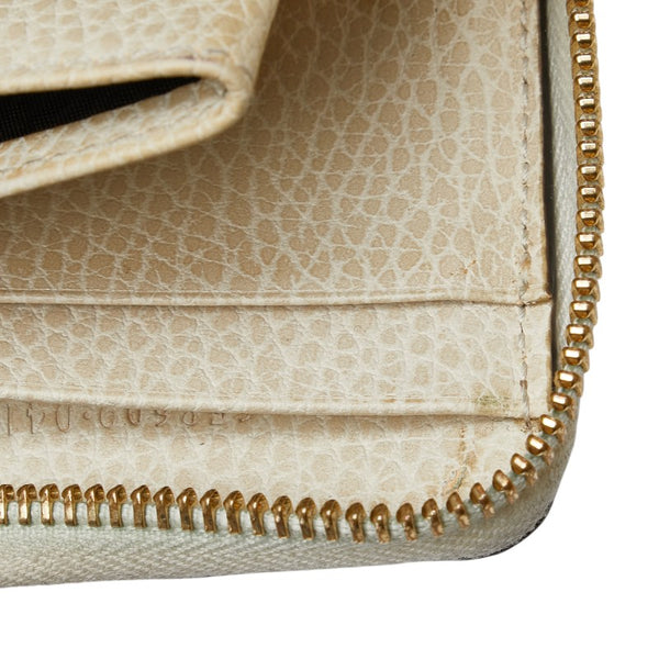 グッチ GGスプリーム GGマーモント L字ファスナー 二つ折り財布 658609 ベージュ ホワイト PVC レザー レディース GUCCI 【中古】