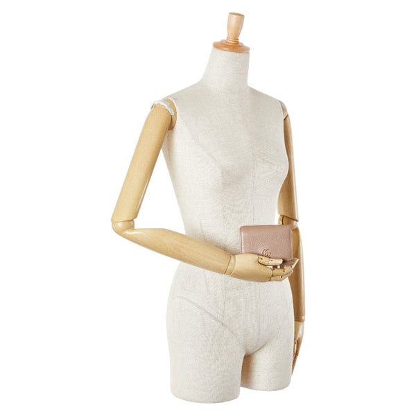 グッチ GGマーモント 三つ折り財布 コンパクトウォレット   474746 ベージュ レザー レディース GUCCI 【中古】