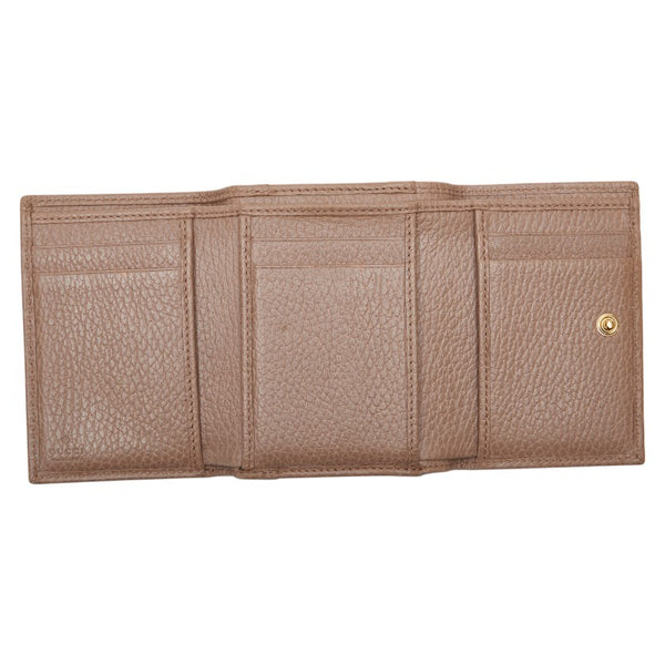 グッチ GGマーモント 三つ折り財布 コンパクトウォレット   474746 ベージュ レザー レディース GUCCI 【中古】