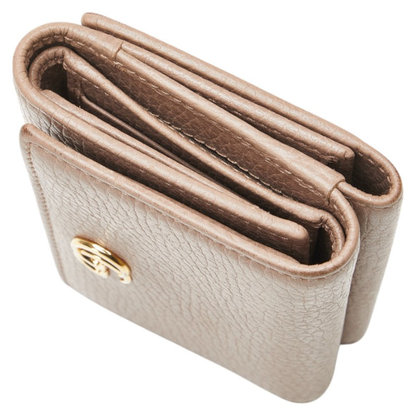 グッチ GGマーモント 三つ折り財布 コンパクトウォレット   474746 ベージュ レザー レディース GUCCI 【中古】