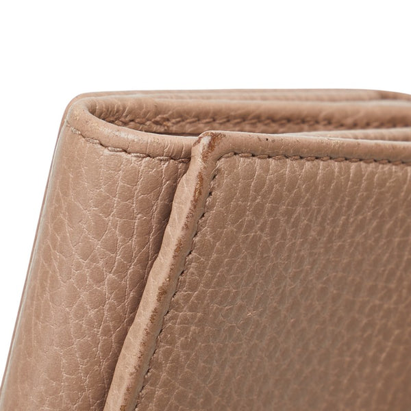 グッチ GGマーモント 三つ折り財布 コンパクトウォレット   474746 ベージュ レザー レディース GUCCI 【中古】