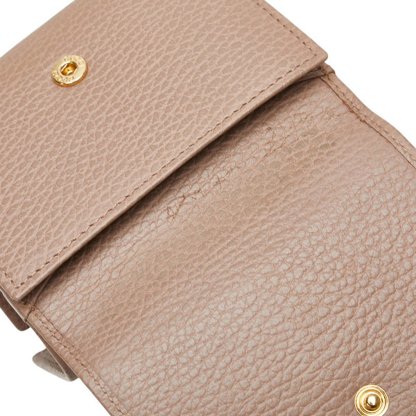 グッチ GGマーモント 三つ折り財布 コンパクトウォレット   474746 ベージュ レザー レディース GUCCI 【中古】