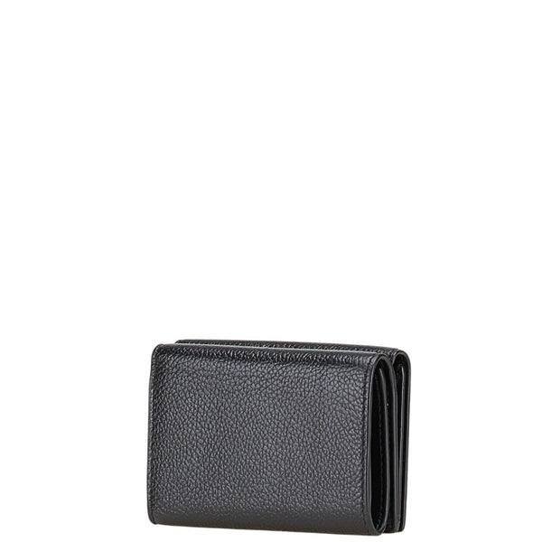 バレンシアガ ロゴ 三つ折り財布 コンパクトウォレット 594312 ブラック レザー レディース BALENCIAGA 【中古】