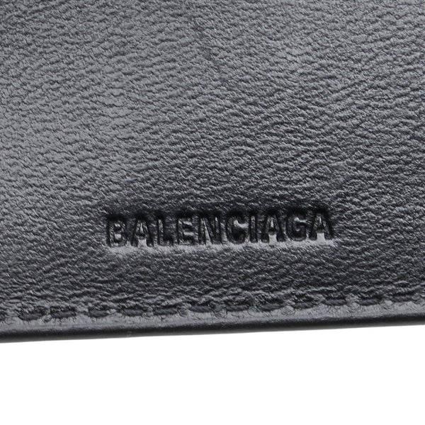 バレンシアガ ロゴ 三つ折り財布 コンパクトウォレット 594312 ブラック レザー レディース BALENCIAGA 【中古】