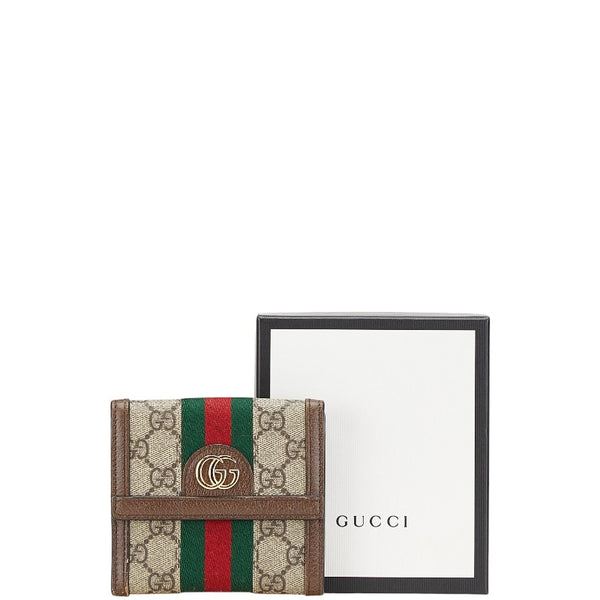 グッチ GGスプリーム オフィディア 二つ折り財布 523173 ベージュ マルチカラー PVC レザー レディース GUCCI 【中古】