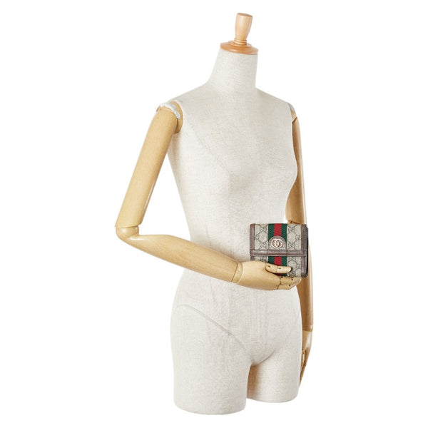 グッチ GGスプリーム オフィディア 二つ折り財布 523173 ベージュ マルチカラー PVC レザー レディース GUCCI 【中古】