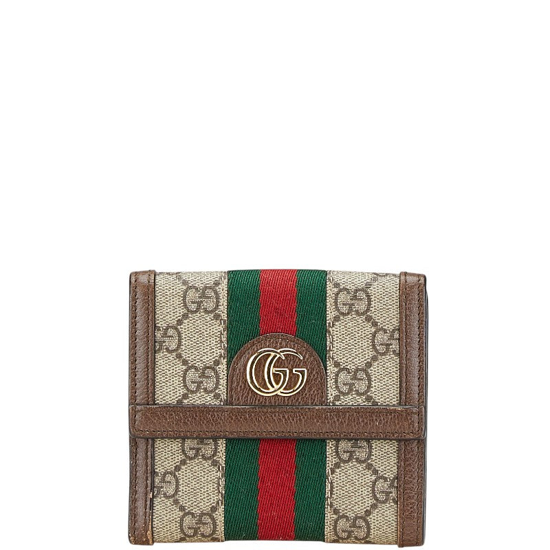 グッチ GGスプリーム オフィディア 二つ折り財布 523173 ベージュ マルチカラー PVC レザー レディース GUCCI 【中古】