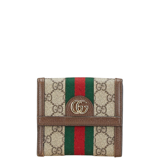 グッチ GGスプリーム オフィディア 二つ折り財布 523173 ベージュ マルチカラー PVC レザー レディース GUCCI 【中古】