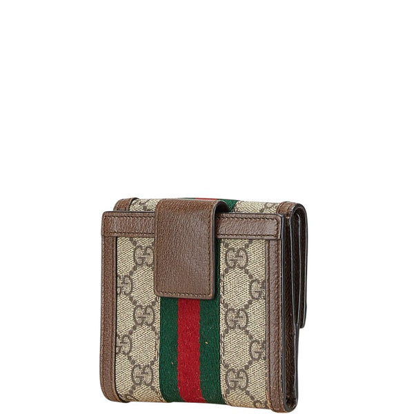 グッチ GGスプリーム オフィディア 二つ折り財布 523173 ベージュ マルチカラー PVC レザー レディース GUCCI 【中古】