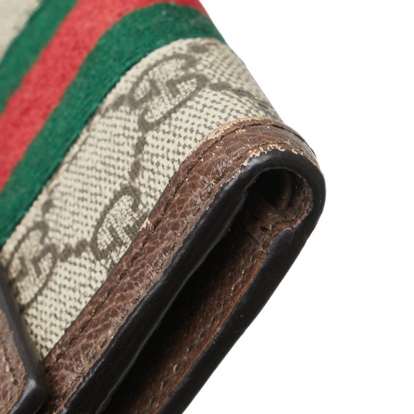 グッチ GGスプリーム オフィディア 二つ折り財布 523173 ベージュ マルチカラー PVC レザー レディース GUCCI 【中古】