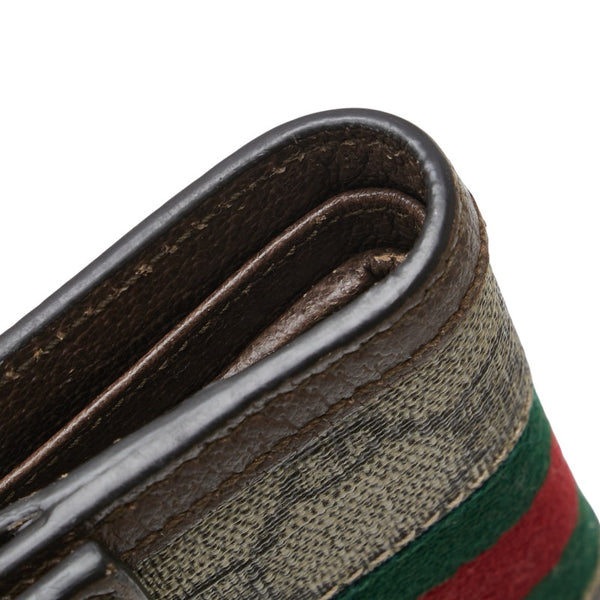 グッチ GGスプリーム オフィディア 二つ折り財布 523173 ベージュ マルチカラー PVC レザー レディース GUCCI 【中古】