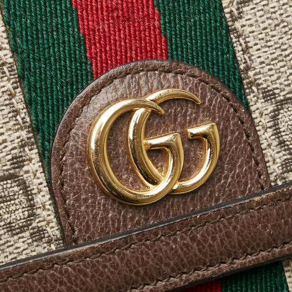 グッチ GGスプリーム オフィディア 二つ折り財布 523173 ベージュ マルチカラー PVC レザー レディース GUCCI 【中古】
