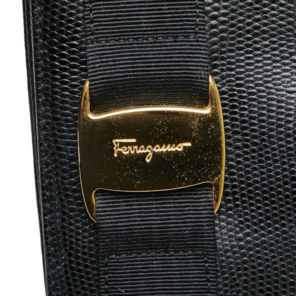 サルヴァトーレフェラガモ ヴァラ トートバッグ ショルダーバッグ BK-21 2530 ブラック レザー レディース Salvatore Ferragamo 【中古】