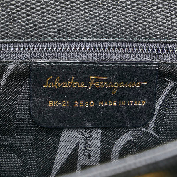 サルヴァトーレフェラガモ ヴァラ トートバッグ ショルダーバッグ BK-21 2530 ブラック レザー レディース Salvatore Ferragamo 【中古】