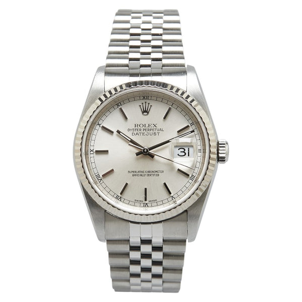 ロレックス デイトジャスト 腕時計 16234 自動巻き シルバー文字盤 ステンレススチール ホワイトゴールド メンズ ROLEX 【中古】
