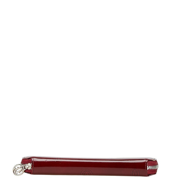 カルティエ ハッピーバースデー 長財布 ワインレッド ボルドー パテントレザー レディース CARTIER 【中古】