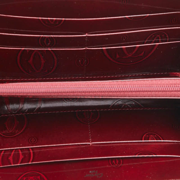 カルティエ ハッピーバースデー 長財布 ワインレッド ボルドー パテントレザー レディース CARTIER 【中古】