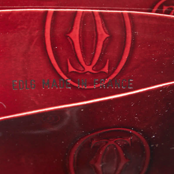 カルティエ ハッピーバースデー 長財布 ワインレッド ボルドー パテントレザー レディース CARTIER 【中古】