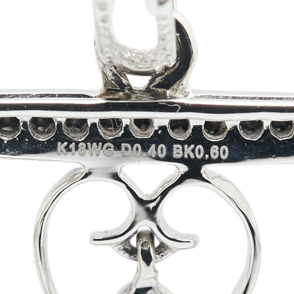フラワー ペンダントトップ シルバー ブラック K18WG ホワイトゴールド レディース 【中古】
