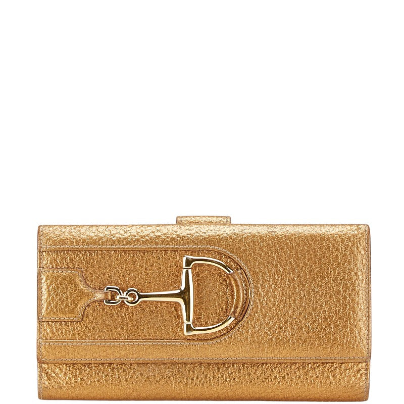 グッチ ホースビット 長財布 ゴールド レザー レディース GUCCI 【中古】