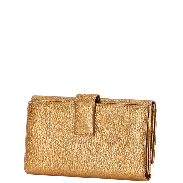 グッチ ホースビット 長財布 ゴールド レザー レディース GUCCI 【中古】
