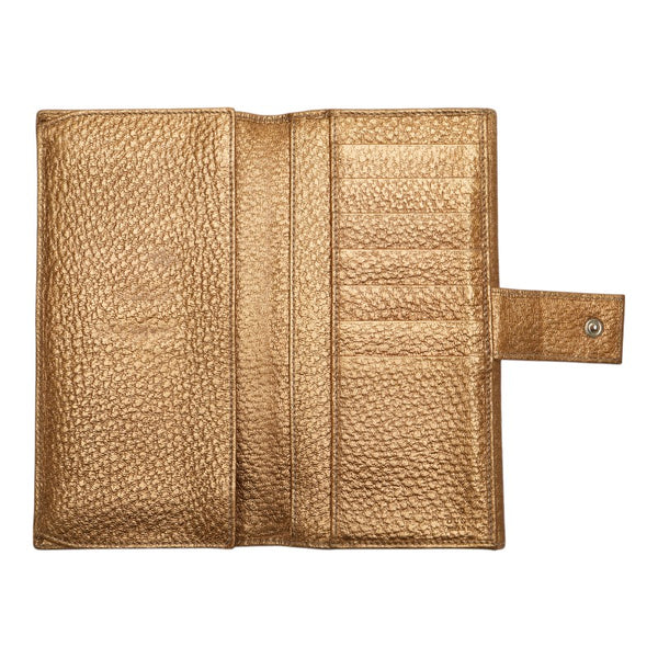 グッチ ホースビット 長財布 ゴールド レザー レディース GUCCI 【中古】