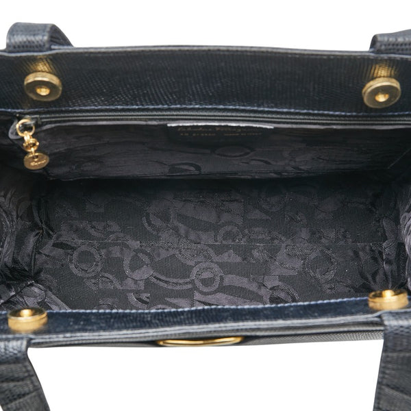 サルヴァトーレフェラガモ ヴァラ 型押し トートバッグ ハンドバッグ AQ21 2530 ブラック レザー レディース Salvatore Ferragamo 【中古】