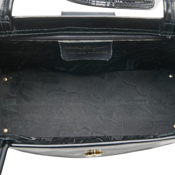 サルヴァトーレフェラガモ ヴァラ ハンドバッグ トートバッグ BA21 8254 ブラック エナメル レディース Salvatore Ferragamo 【中古】