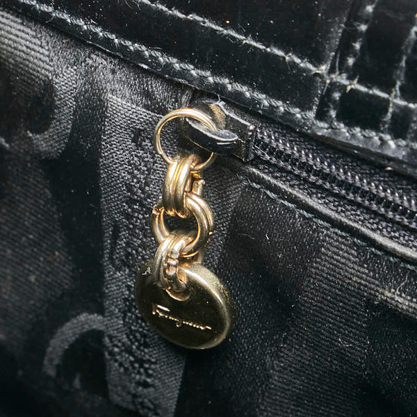 サルヴァトーレフェラガモ ヴァラ ハンドバッグ トートバッグ BA21 8254 ブラック エナメル レディース Salvatore Ferragamo 【中古】