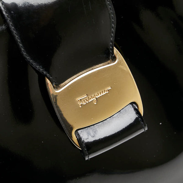 サルヴァトーレフェラガモ ヴァラ ハンドバッグ トートバッグ BA21 8254 ブラック エナメル レディース Salvatore Ferragamo 【中古】