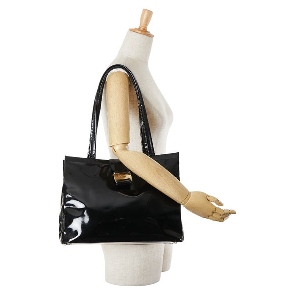 サルヴァトーレフェラガモ ヴァラ ハンドバッグ トートバッグ BA21 8254 ブラック エナメル レディース Salvatore Ferragamo 【中古】