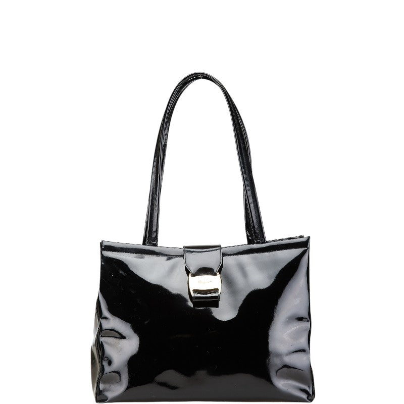 サルヴァトーレフェラガモ ヴァラ ハンドバッグ トートバッグ BA21 8254 ブラック エナメル レディース Salvatore Ferragamo 【中古】