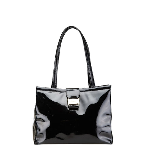 サルヴァトーレフェラガモ ヴァラ ハンドバッグ トートバッグ BA21 8254 ブラック エナメル レディース Salvatore Ferragamo 【中古】
