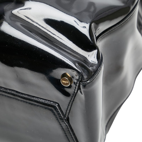 サルヴァトーレフェラガモ ヴァラ ハンドバッグ トートバッグ BA21 8254 ブラック エナメル レディース Salvatore Ferragamo 【中古】