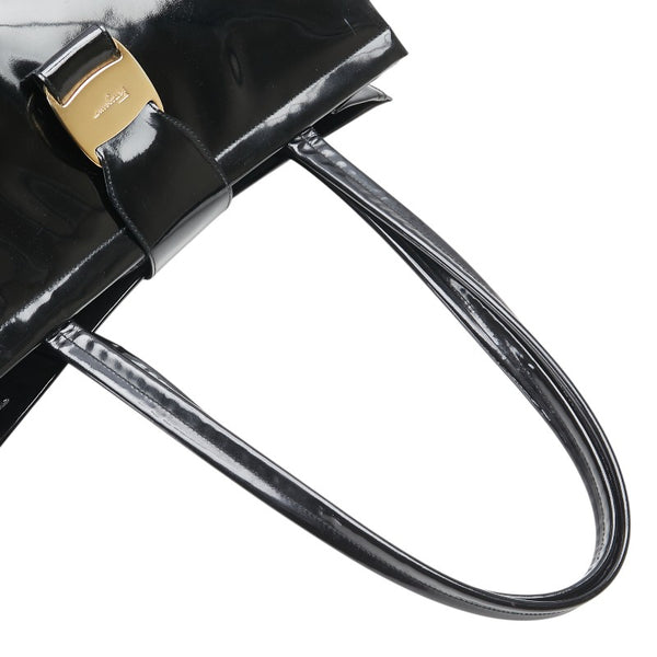 サルヴァトーレフェラガモ ヴァラ ハンドバッグ トートバッグ BA21 8254 ブラック エナメル レディース Salvatore Ferragamo 【中古】