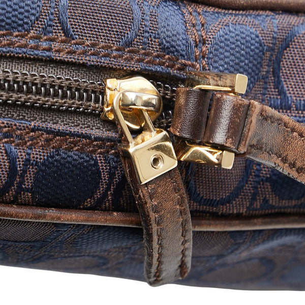 サルヴァトーレフェラガモ ガンチーニ柄 斜め掛け ショルダーバッグ BA-21 2781 ブラウン ネイビー キャンバス レザー レディース Salvatore Ferragamo 【中古】