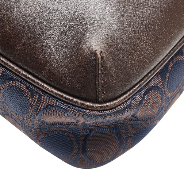 サルヴァトーレフェラガモ ガンチーニ柄 斜め掛け ショルダーバッグ BA-21 2781 ブラウン ネイビー キャンバス レザー レディース Salvatore Ferragamo 【中古】