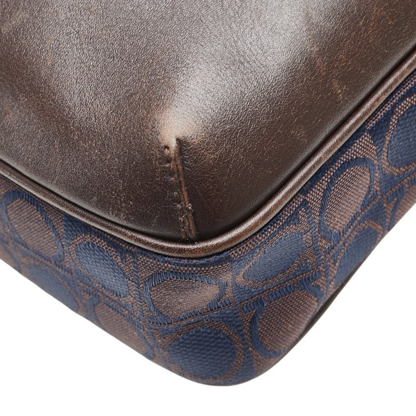 サルヴァトーレフェラガモ ガンチーニ柄 斜め掛け ショルダーバッグ BA-21 2781 ブラウン ネイビー キャンバス レザー レディース Salvatore Ferragamo 【中古】