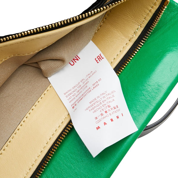 マルニ ハンドバッグ ショルダーバッグ グリーン ブラック イエロー レザー レディース MARNI 【中古】