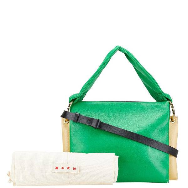 マルニ ハンドバッグ ショルダーバッグ グリーン ブラック イエロー レザー レディース MARNI 【中古】