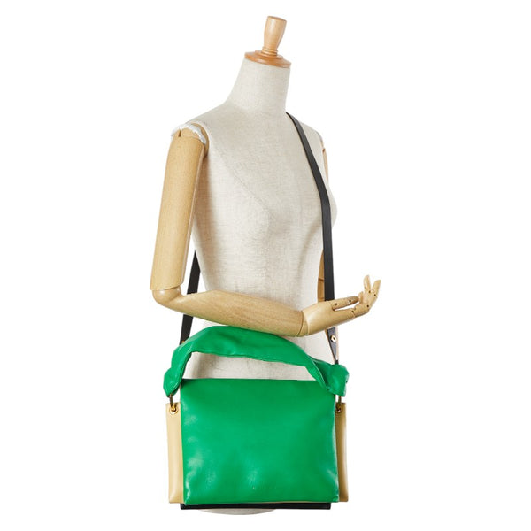マルニ ハンドバッグ ショルダーバッグ グリーン ブラック イエロー レザー レディース MARNI 【中古】