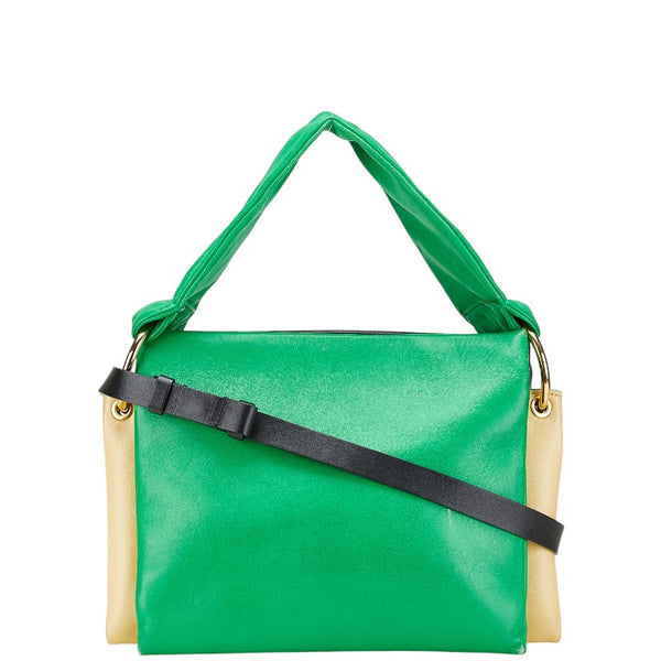 マルニ ハンドバッグ ショルダーバッグ グリーン ブラック イエロー レザー レディース MARNI 【中古】