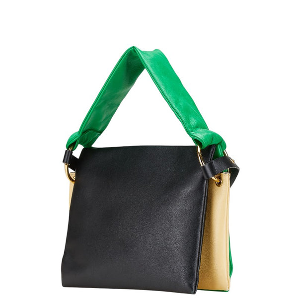マルニ ハンドバッグ ショルダーバッグ グリーン ブラック イエロー レザー レディース MARNI 【中古】